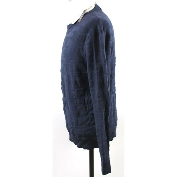 NWT Michael Kors Midnight Techy Camo Crew Nylon Sweater MENS LARGE Navy Blue - Picture 5 of 6